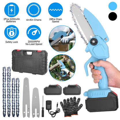 Mini Chainsaw Cordless Electric with 4in & 6in Chains