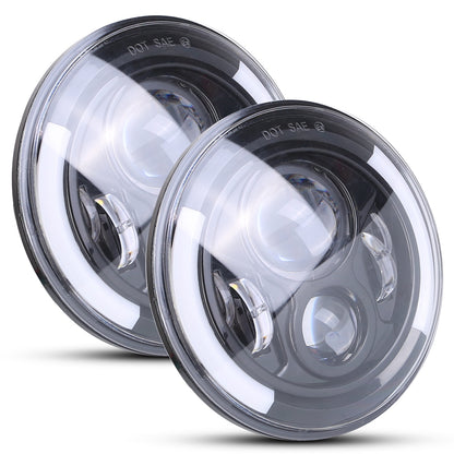 7 Inch Round LED Headlight with Halo DRL & Turn Signal