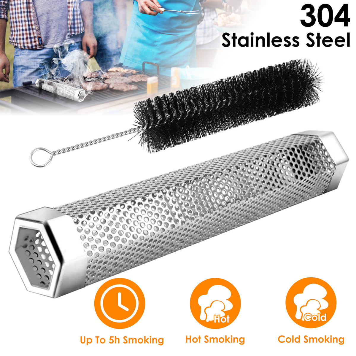 Pellet Smoker Tube 12 Inch Hexagonal Stainless Steel