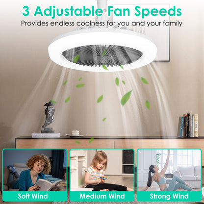 E27 Socket Ceiling Fan with Dimmable LED Light & Remote