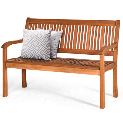 Eucalyptus Garden Bench for Two with Curved Backrest