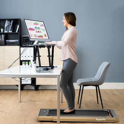 2-in-1 Folding Treadmill with Dual Display and Remote Control