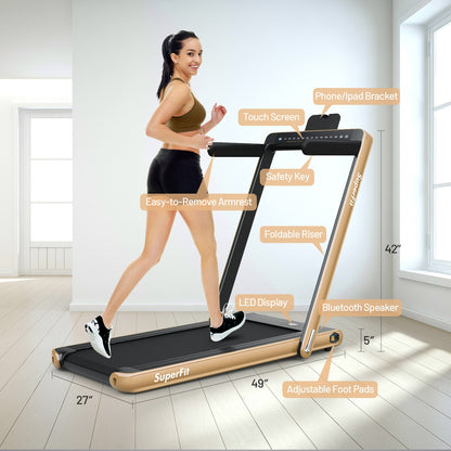 2-in-1 Folding Treadmill with Dual Display and Remote Control