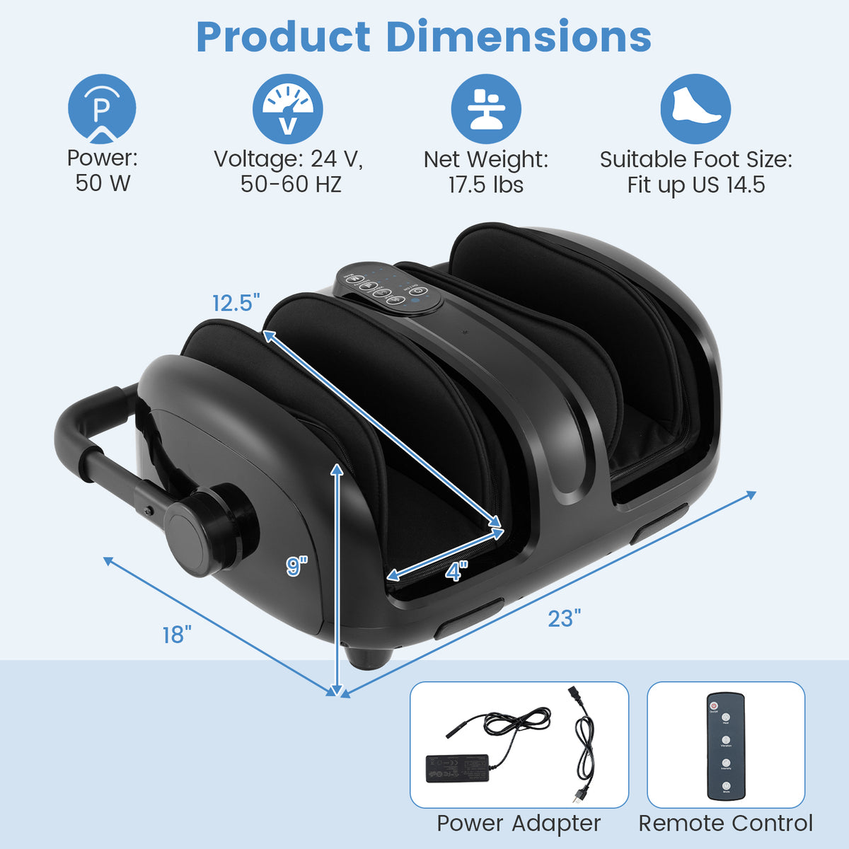 Foot and Calf Massager with Heat for Blood Circulation Pain Relief-Black