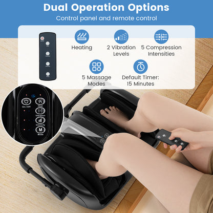 Foot and Calf Massager with Heat for Blood Circulation Pain Relief-Black