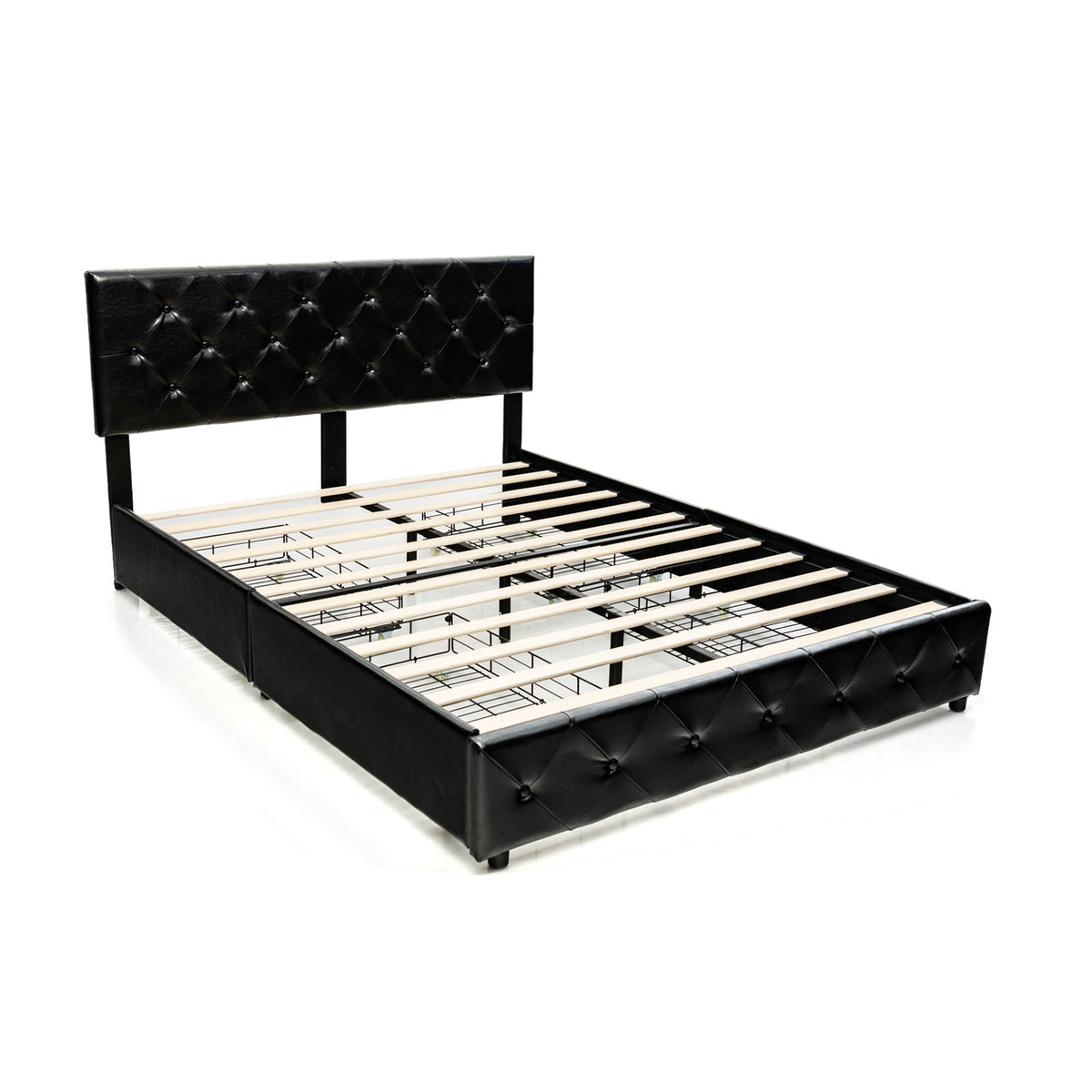 Full/Queen PU Leather Upholstered Platform Bed with 4 Drawers