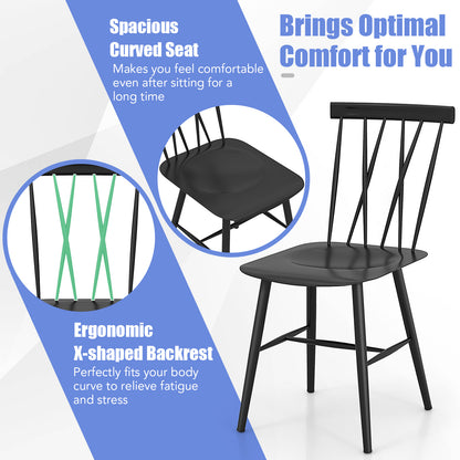 Modern Steel Dining Chairs with Backrest - Set of 2