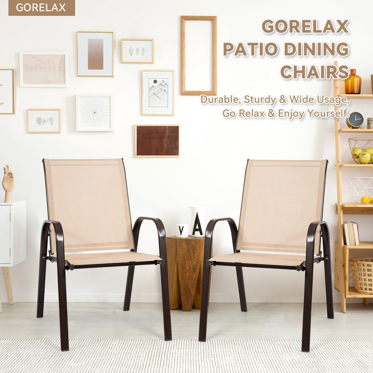 Patio Dining Chairs with Armrests, Set of 2