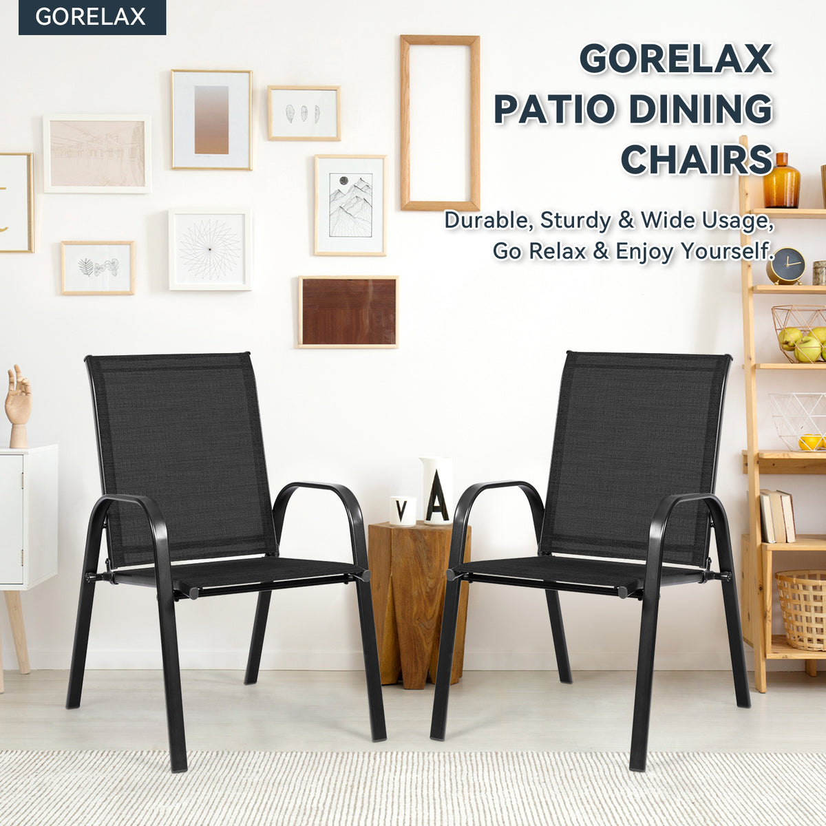 Patio Dining Chairs with Armrests, Set of 2