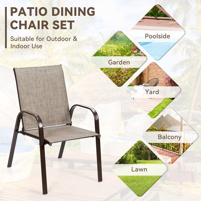 Patio Dining Chairs with Armrests, Set of 2