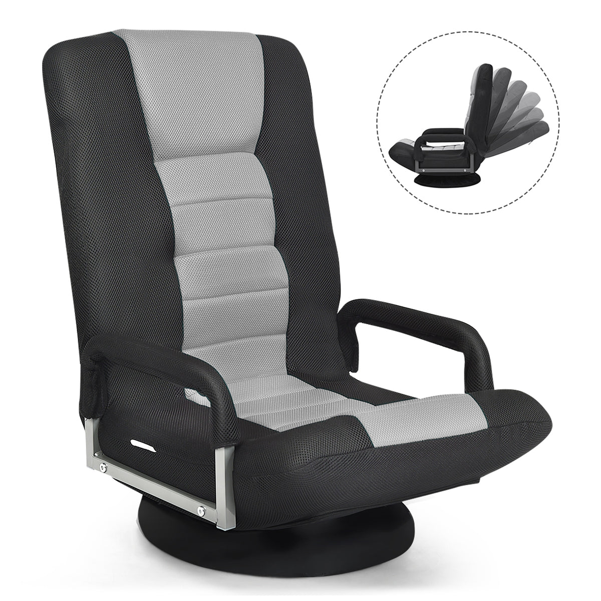 Swivel Gaming Floor Chair with Adjustable Backrest