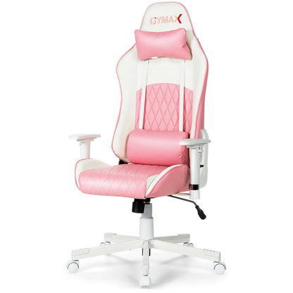 Gaming Chair with Headrest and Lumbar Support - Pink