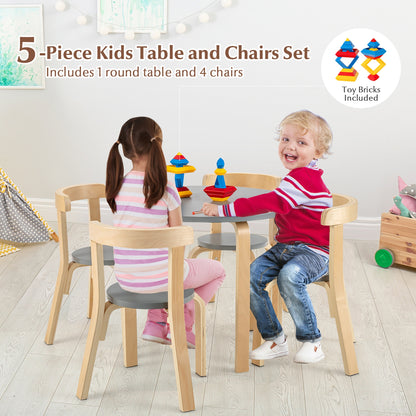 Kids Wooden Table and Chair Set - 5 Piece Activity Furniture