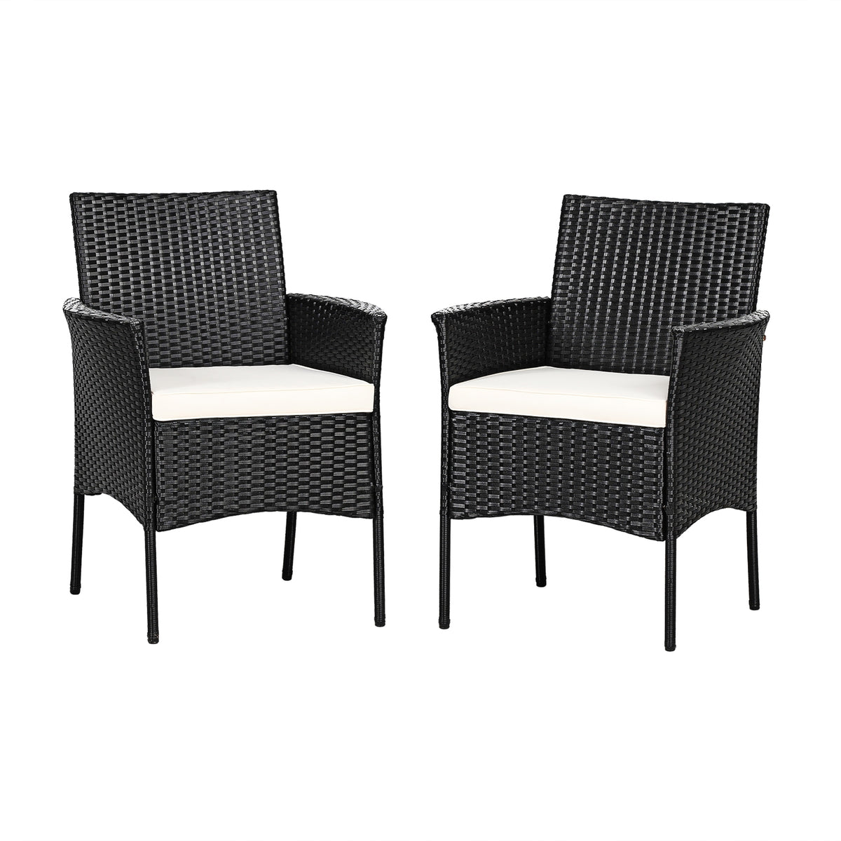 Patio Wicker Dining Chairs Set of 2 with Cushions
