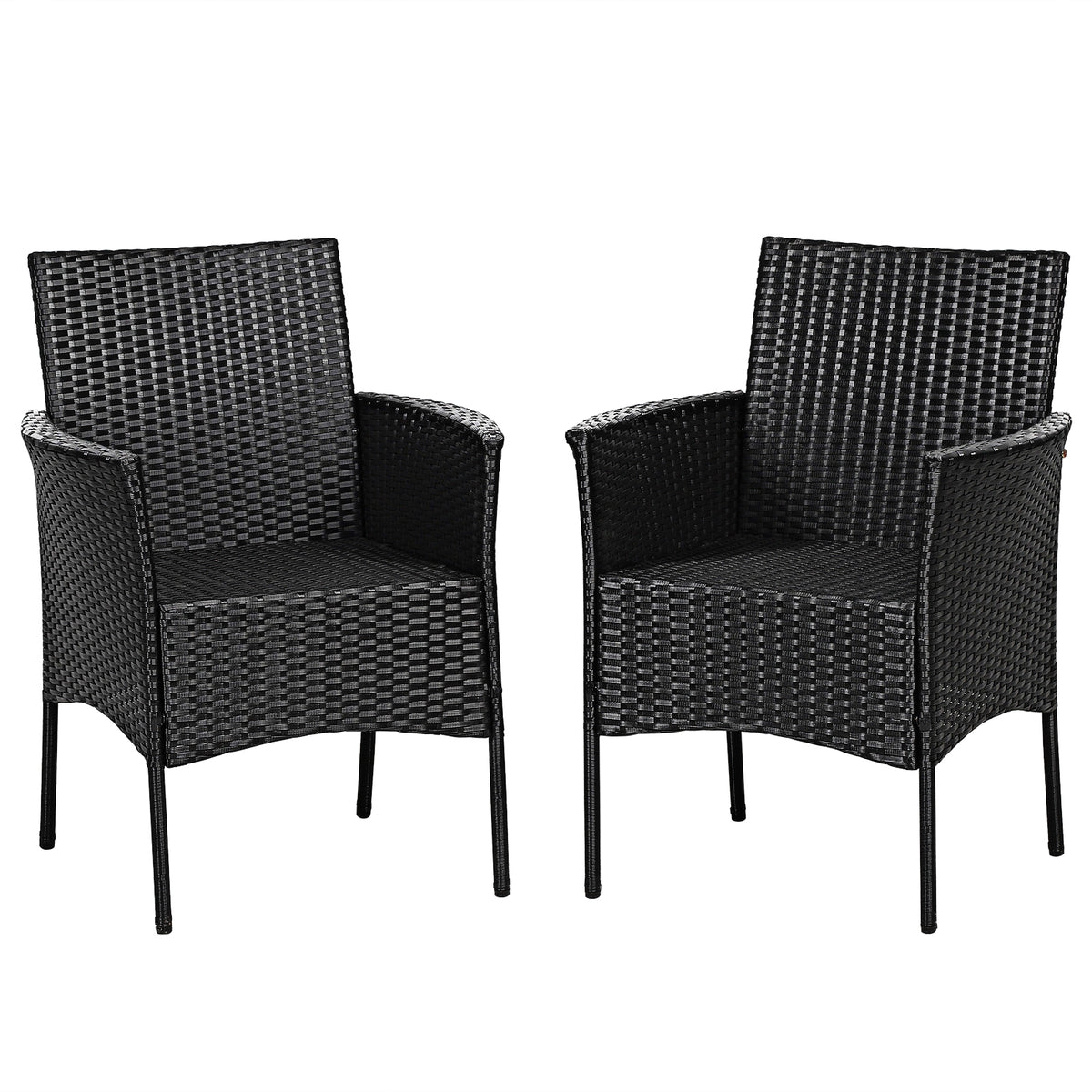 Patio Wicker Dining Chairs Set of 2 with Cushions