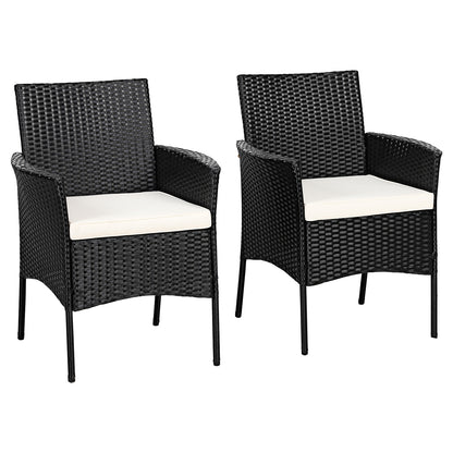 Patio Wicker Dining Chairs Set of 2 with Cushions