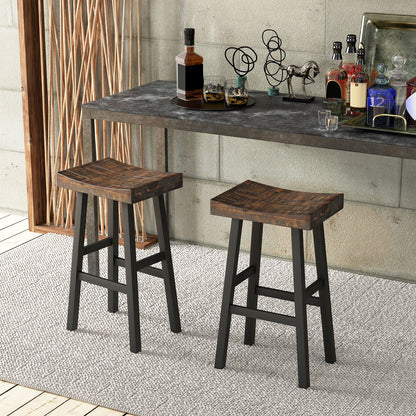 24 Inch Solid Wood Saddle-Seat with Curved Seat Surface and Comfortable Footrests