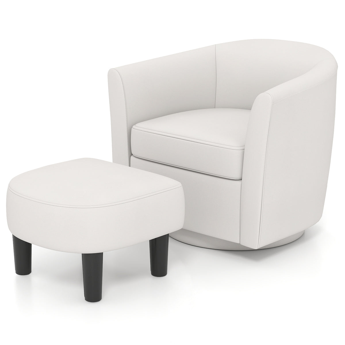 Swivel Accent Chair with Ottoman and Curved Backrest