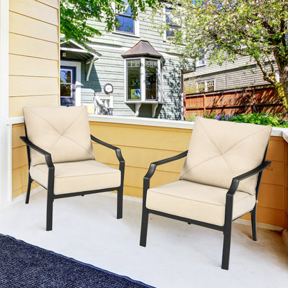 Patio Dining Chairs Set of 2 with Padded Cushions & Armrests