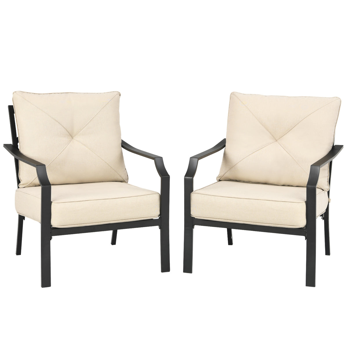Patio Dining Chairs Set of 2 with Padded Cushions & Armrests