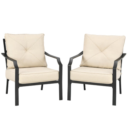 Patio Dining Chairs Set of 2 with Padded Cushions & Armrests