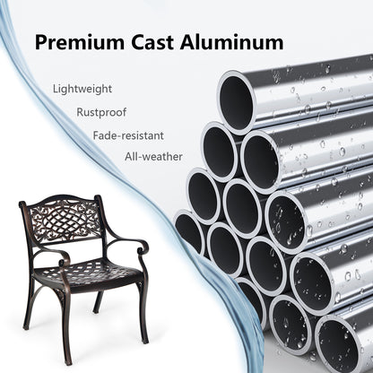 Cast Aluminum Patio Dining Chairs Set of 2 with Armrests