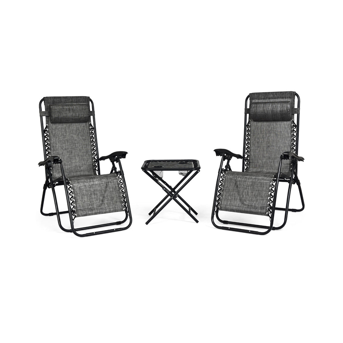 Zero Gravity Reclining Lounge Chairs with Table Set (3-Piece)