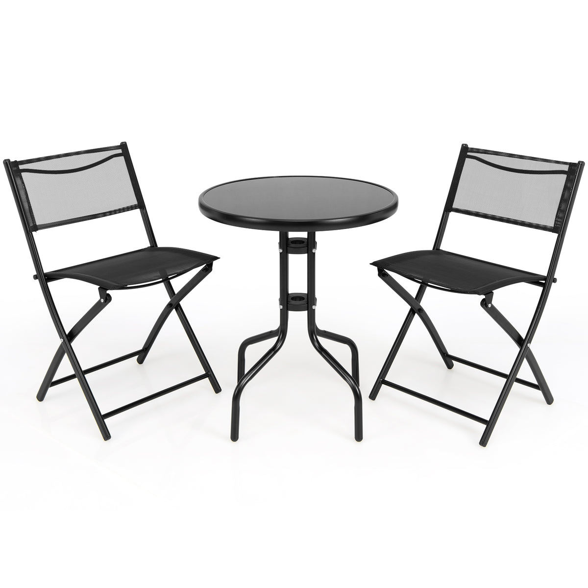 3-Piece Folding Bistro Set with Round Table and Chairs
