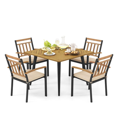 5 Pieces Patio Dining Set with Cushions and 1.9 inches Umbrella Hole