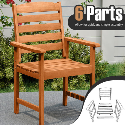 Wooden Patio Dining Chairs with Inclined Backrests - Set of 2