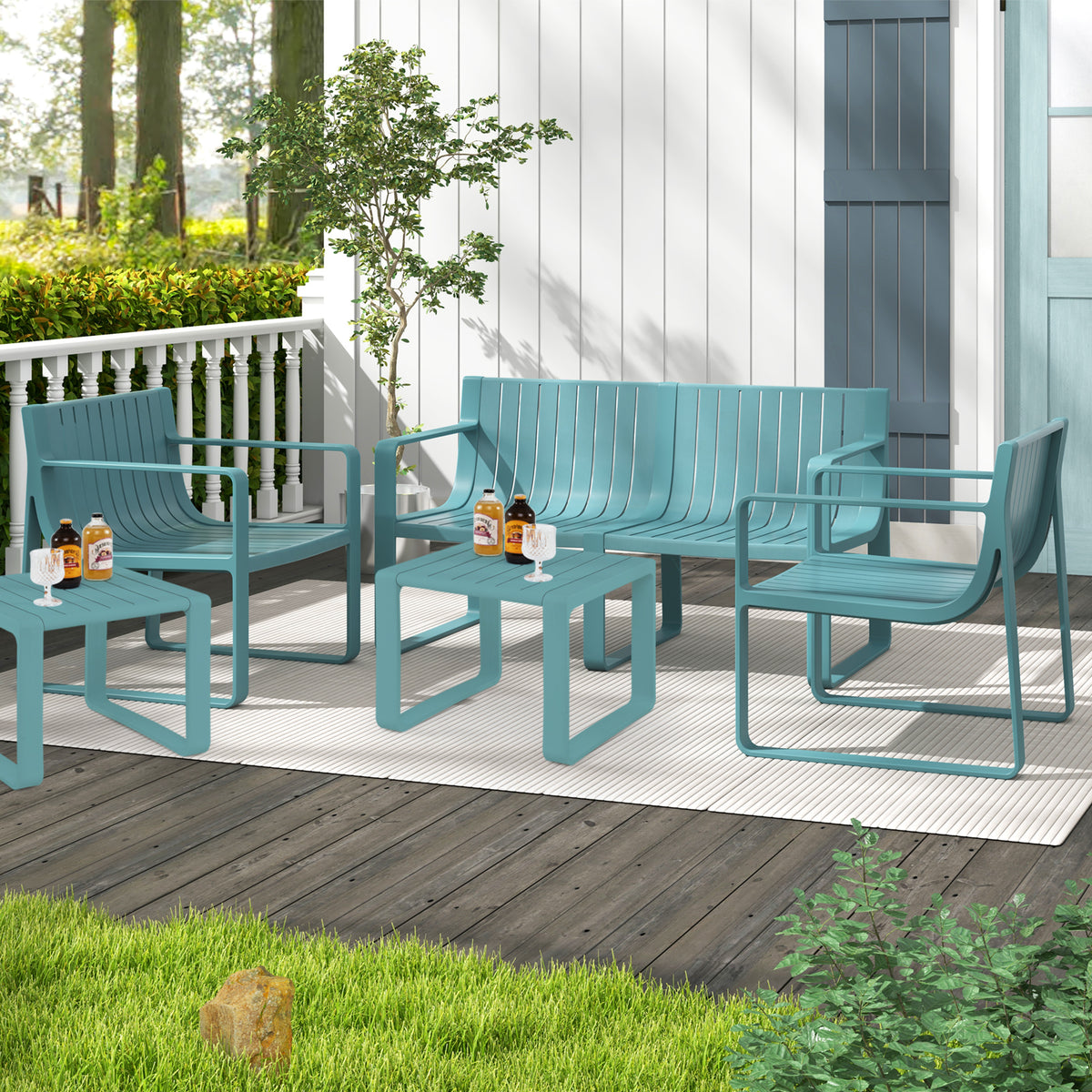 Patio Dining Chairs Set of 2 with Curved Backrests