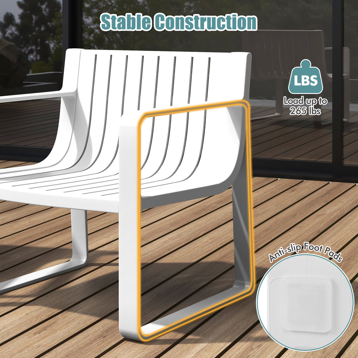 Patio Dining Chairs Set of 2 with Curved Backrests
