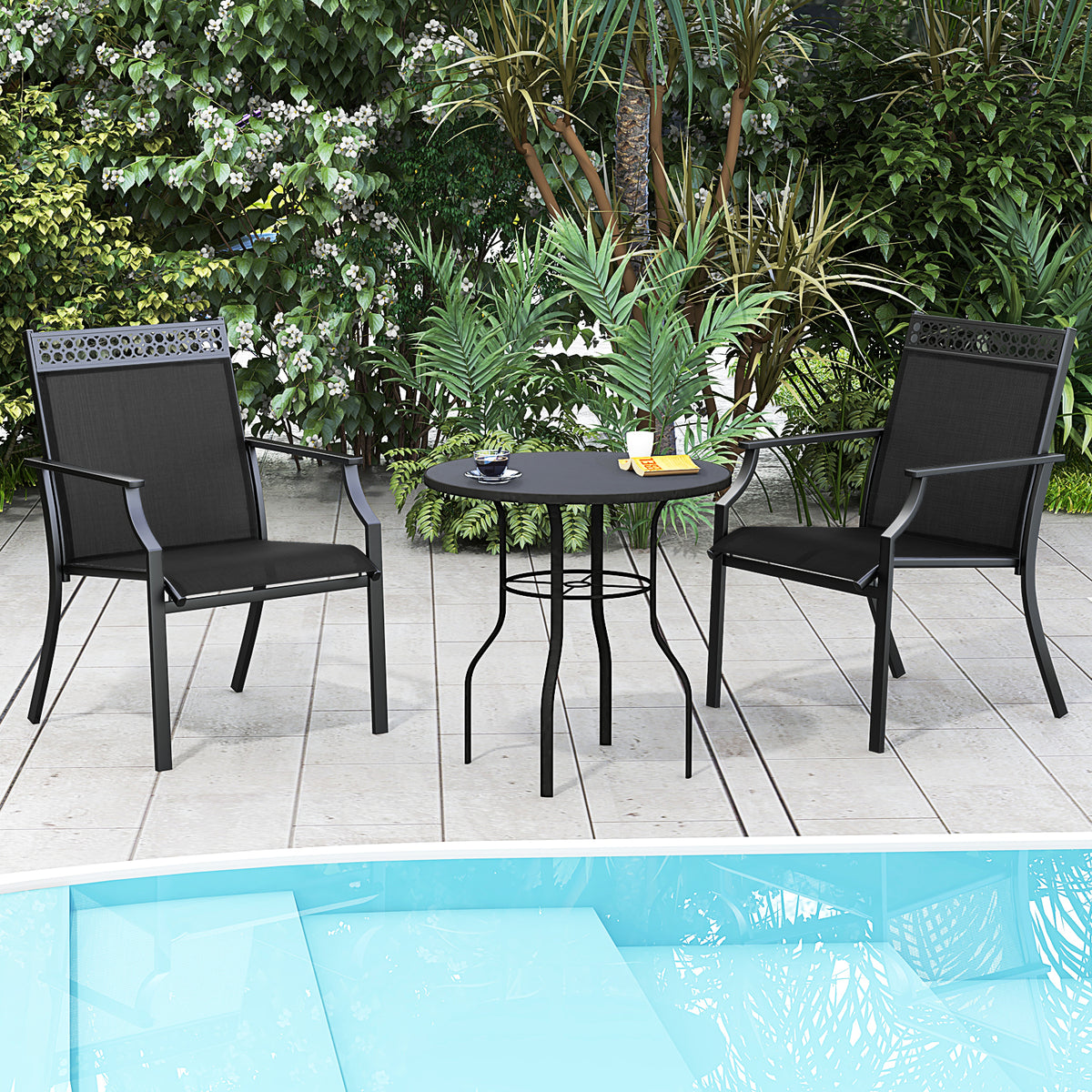 Patio Dining Chairs Set of 2 with Breathable Fabric