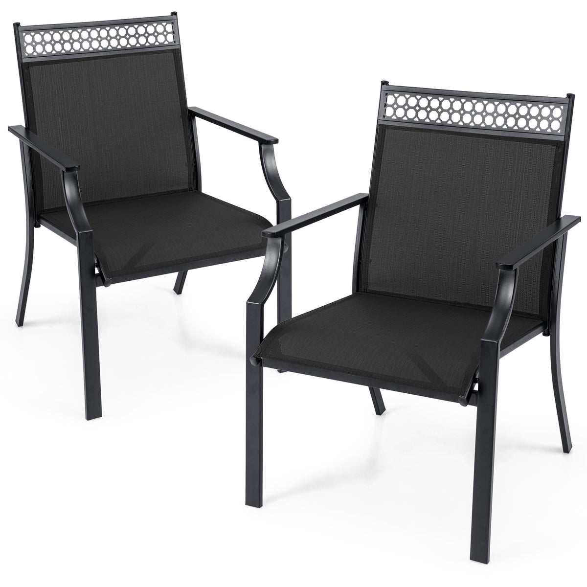 Patio Dining Chairs Set of 2 with Breathable Fabric