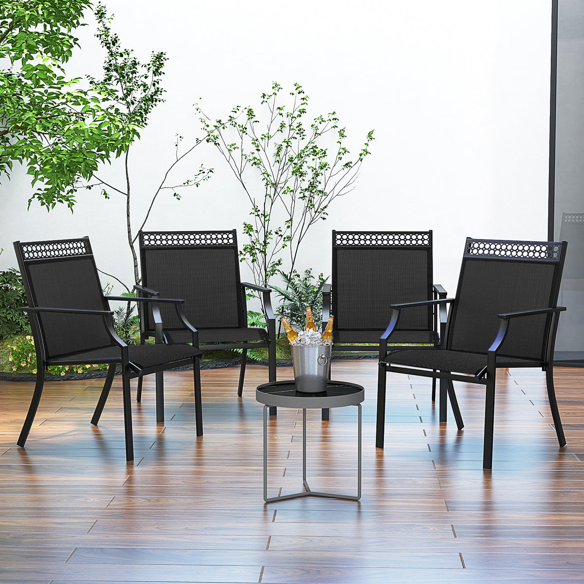Patio Dining Chairs Set of 2 with Breathable Fabric