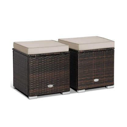 Patio Ottoman Set with Removable Cushions & Storage (2-Piece)