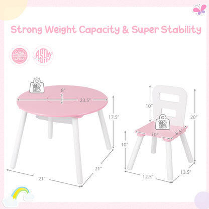 Kids Table and Chair Set with Mesh Storage - 3 Piece