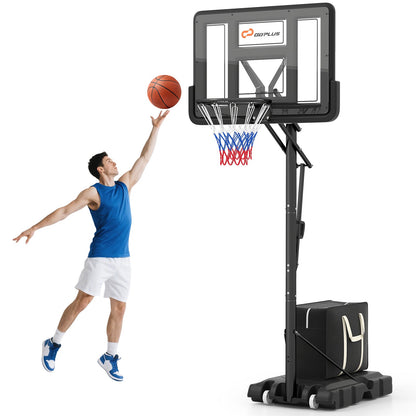 Portable Basketball Hoop with 4.6 to 10 Feet 10-Level Height Adjustable