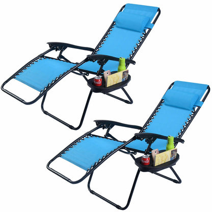Zero Gravity Folding Lounge Chair Set of 2 with Pillow