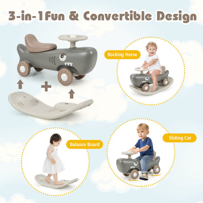 Convertible Rocking Horse and Sliding Car with Detachable Balance Board