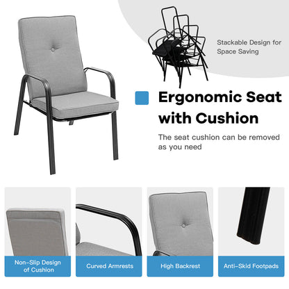 Stackable Patio Dining Chairs Set of 4 with High-Back Cushions