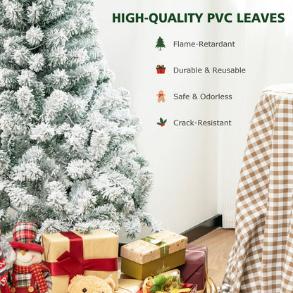 4.5 Feet Pre-Lit Premium Snow Flocked Christmas Tree with 150 Lights