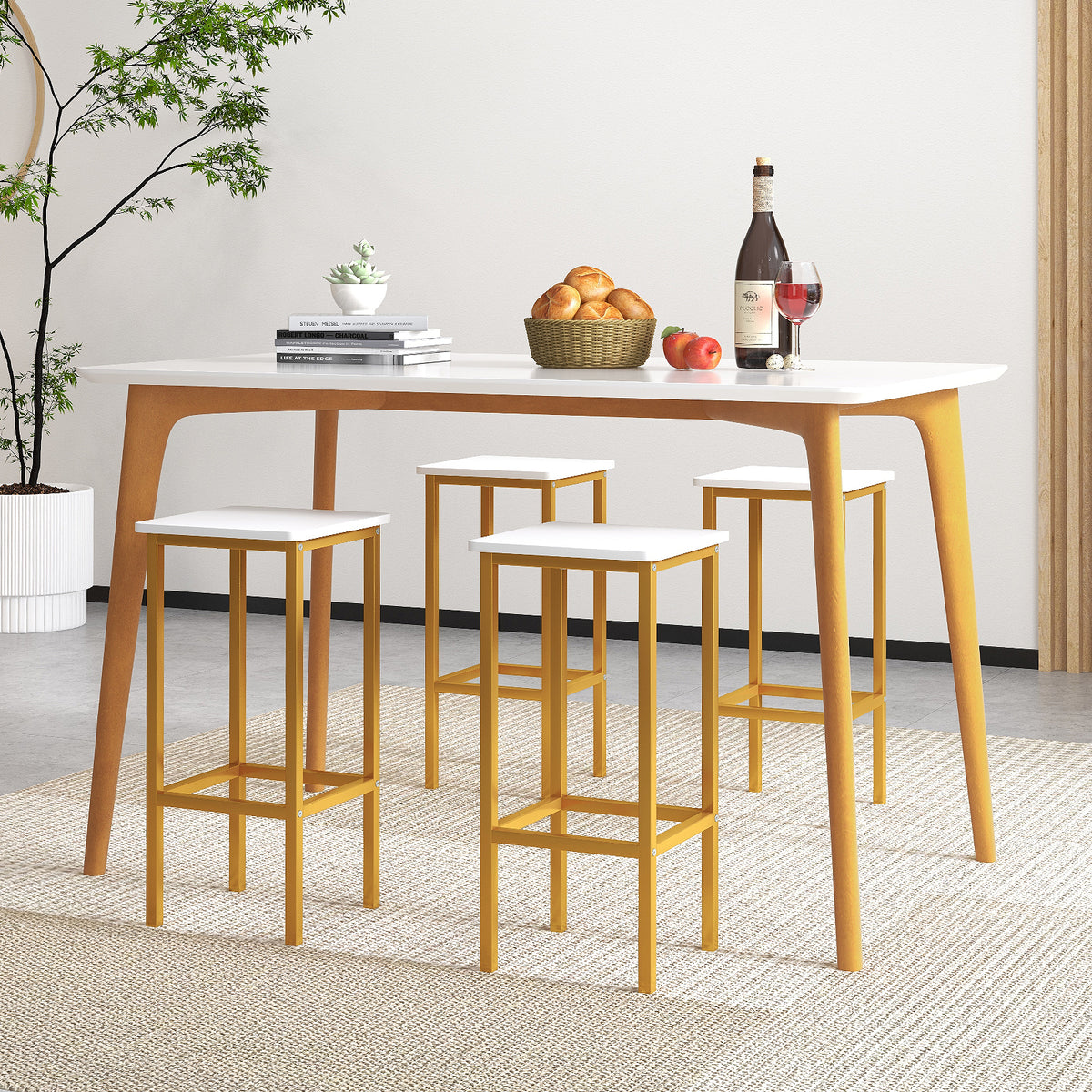 26-Inch Bar Stools with Footrest, Set of 4