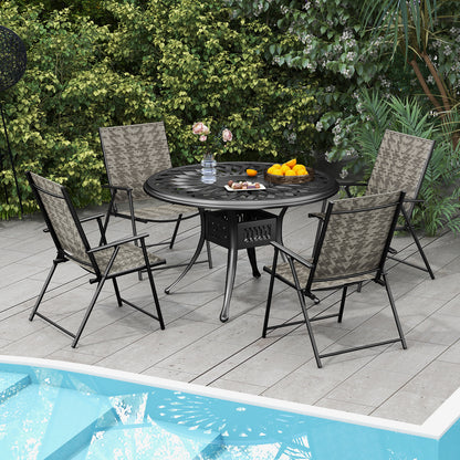 Folding Patio Dining Chairs Set of 4 with Armrests - Gray