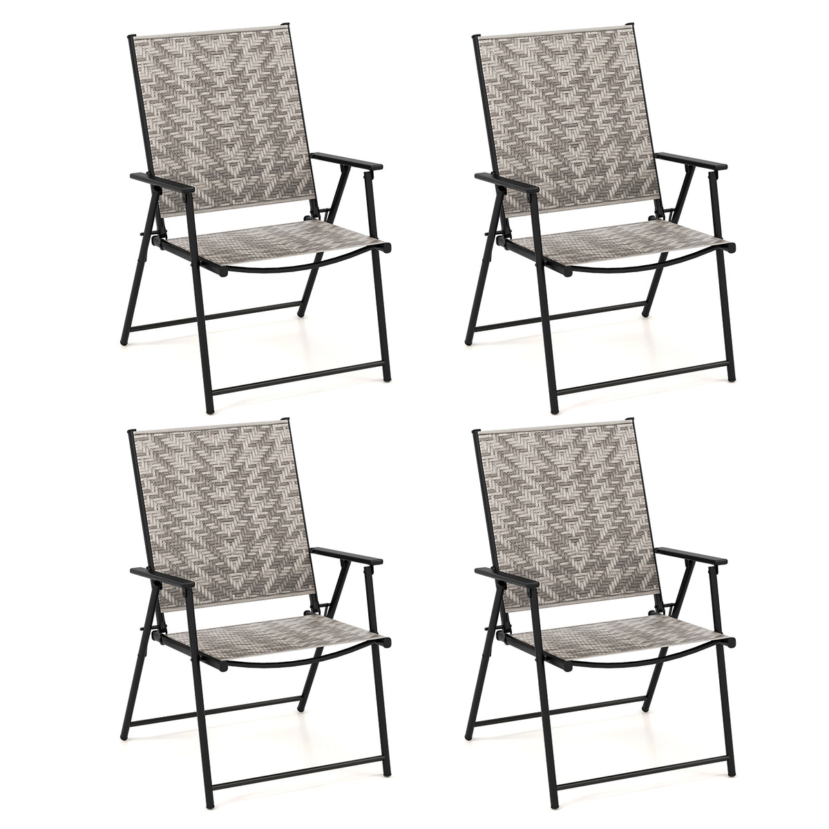 Folding Patio Dining Chairs Set of 4 with Armrests - Gray