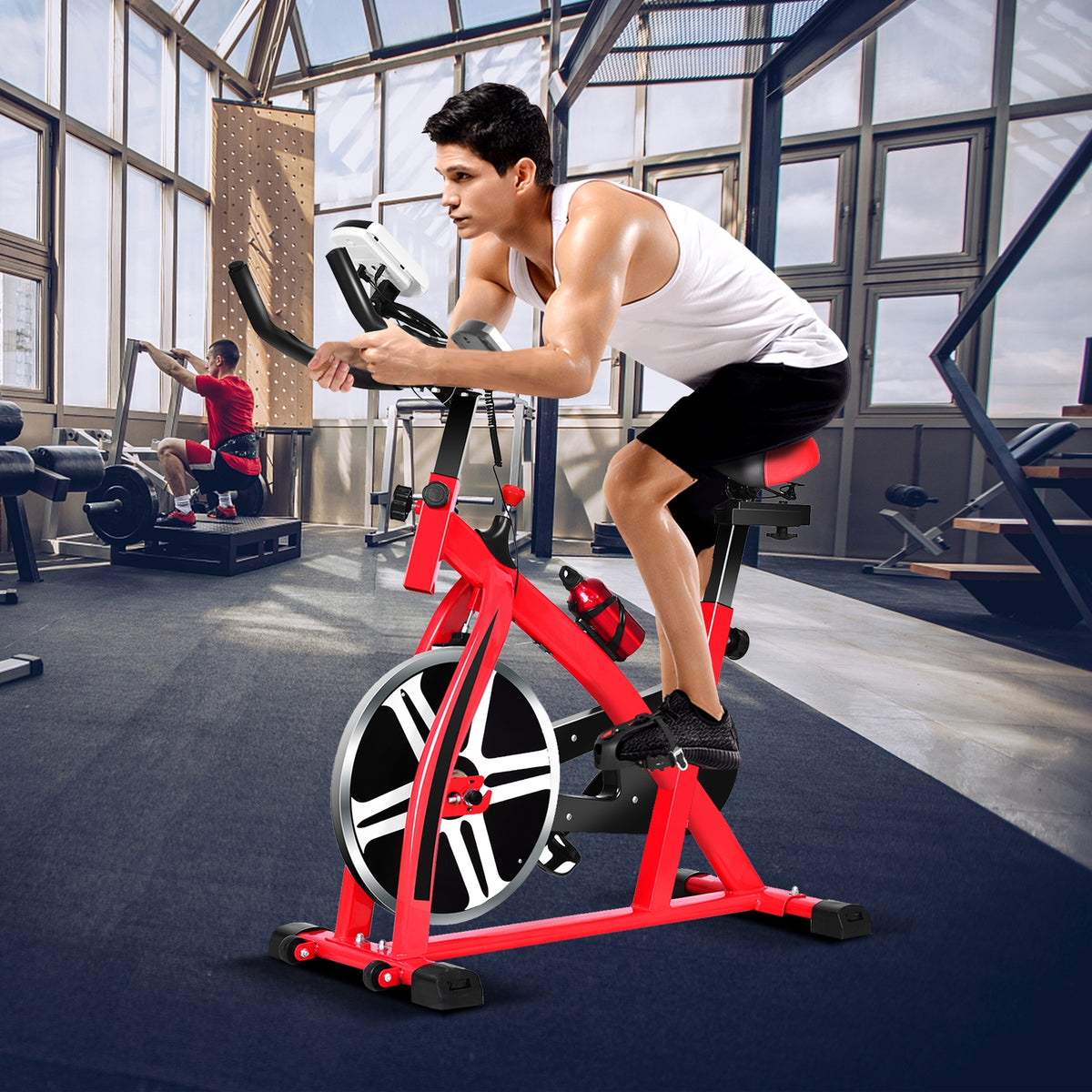 Adjustable Indoor Exercise Bike with 18 lb Flywheel