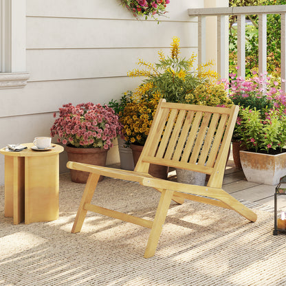 Teak Wood Reclining Adirondack Chair with Adjustable Backrest