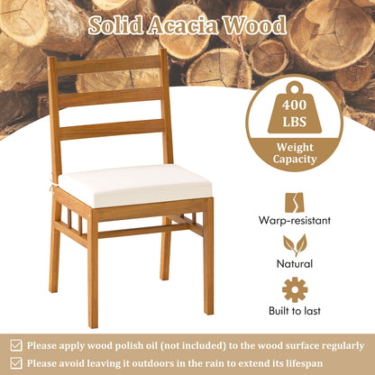 6-Piece Acacia Wood Patio Dining Set with Bench and Cushions