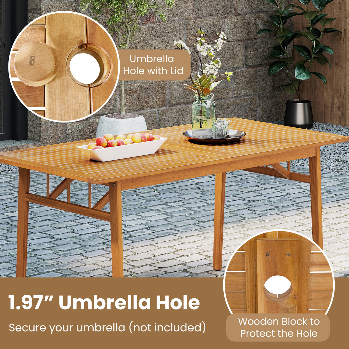 7-Piece Acacia Wood Patio Dining Set with Cushions