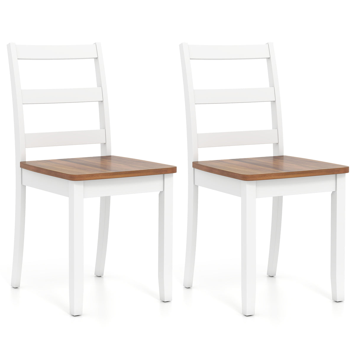 Wood Dining Chairs Set of 2 with Ladder Back